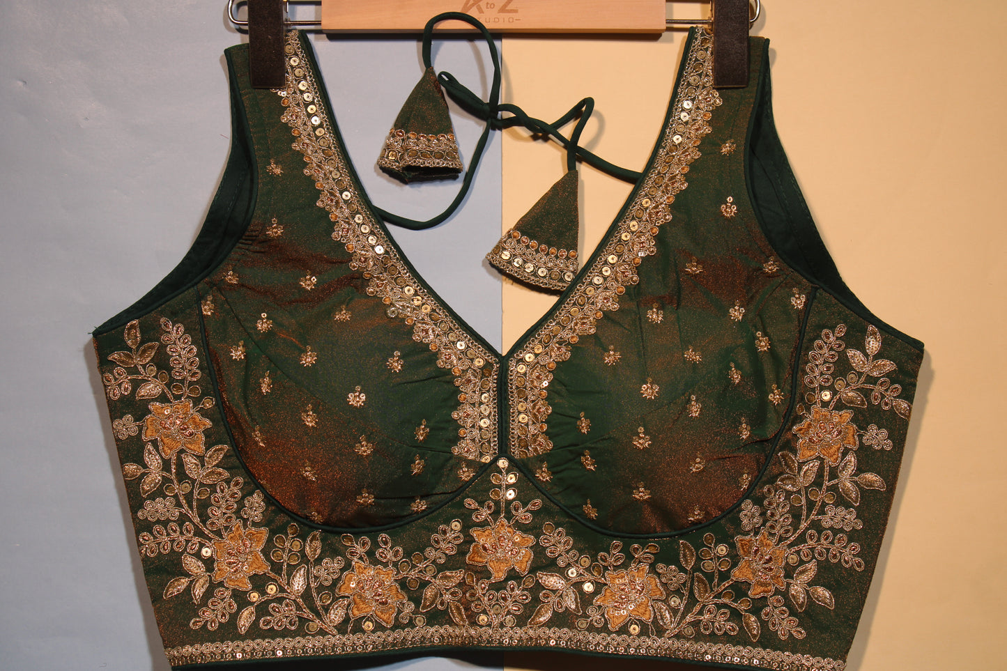 Green Velvet Shimmer Blouse
