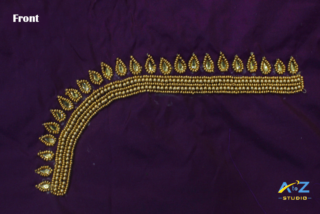 Grape Silk Blouse Piece With Aari Work