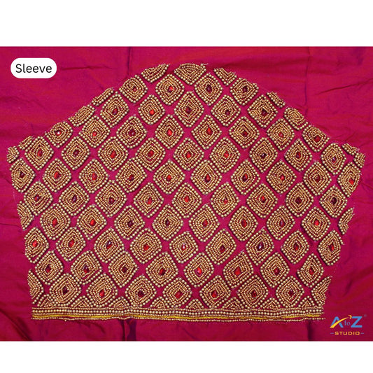 Diamond Pattern Maggam Work Blouse Sleeve Design for Brides