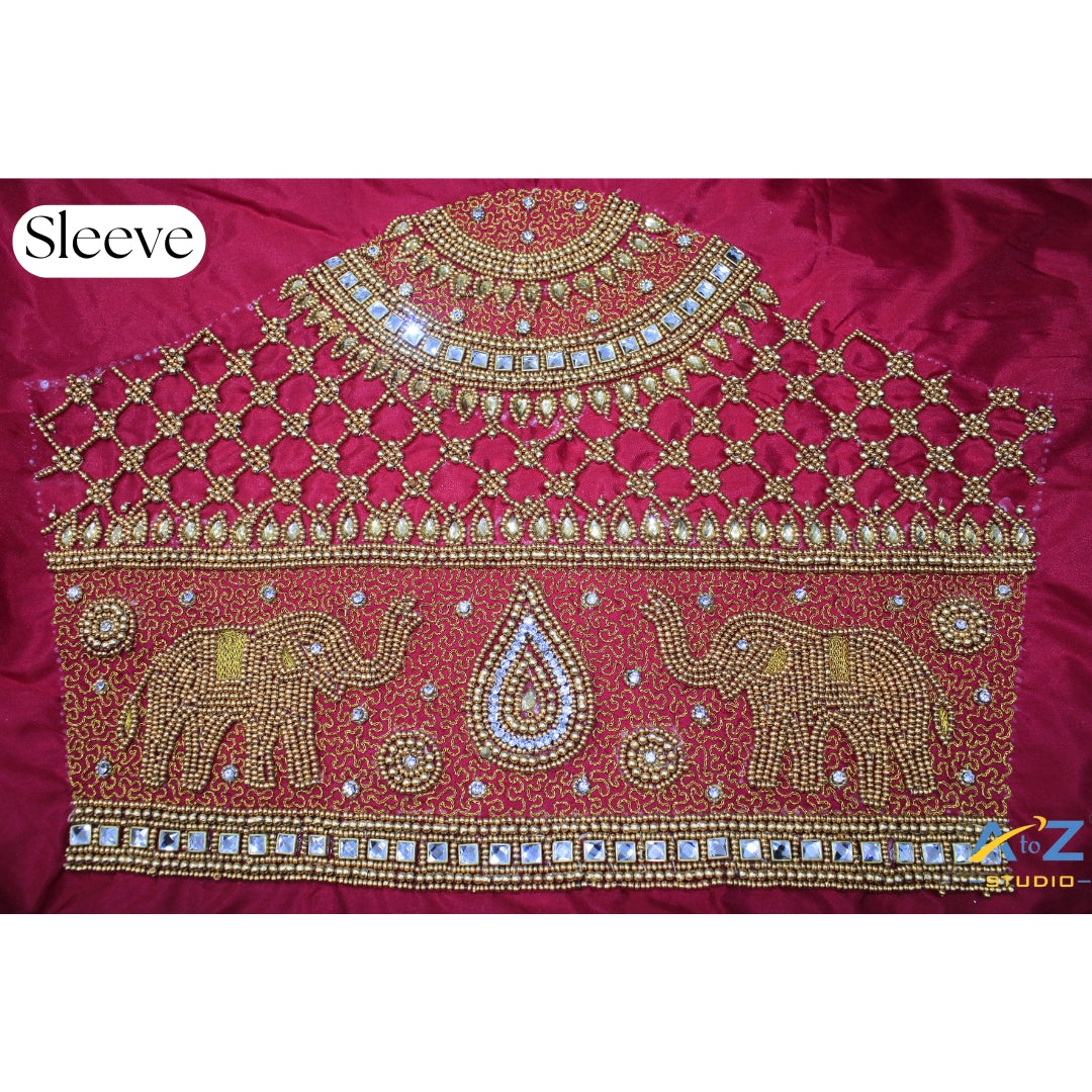 Exquisite Maggam Work Blouse Sleeve Design with Elephant Motif