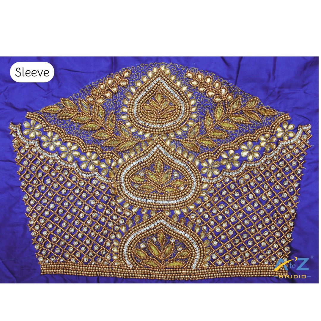 Purple Maggam Work Blouse Sleeve with Zardosi, Beads, and Stones – Latest Bridal Sleeve Design 2025