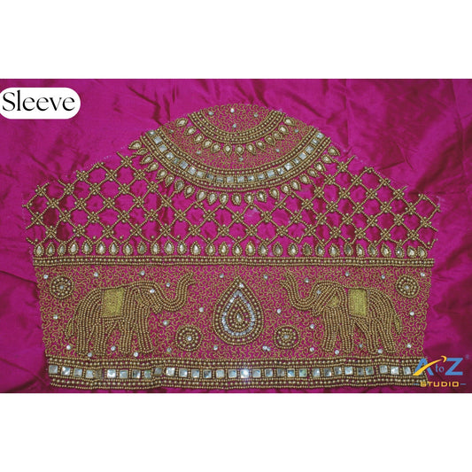 Royal Magenta Heavy Sleeve Design for Unstitched Blouse – Bridal & Party Wear Collection