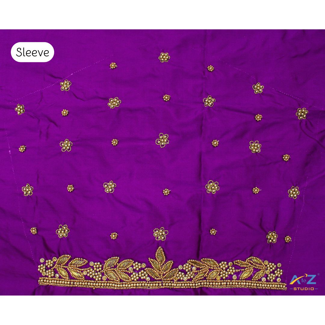 Elegant Purple Embroidered Blouse Sleeve Design for Sarees and Lehengas