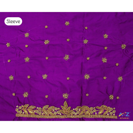 Elegant Purple Embroidered Blouse Sleeve Design for Sarees and Lehengas