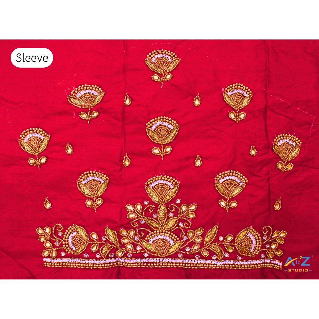 Designer Red Embroidered Blouse Sleeve Design for Sarees and Lehengas