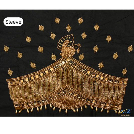 Elegant Peacock Sleeve Embroidery Design for Unstitched Blouse