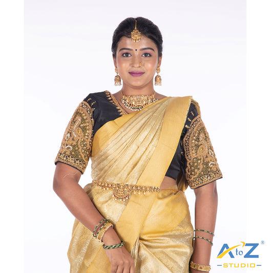 Hand Aari Blouse with Sequins & Dabka Embellishments