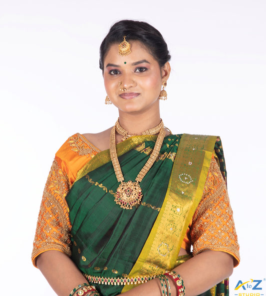 Orange-Yellow Bridal Blouse Designs: Bright, Festive, and Elegant | A to Z Studio