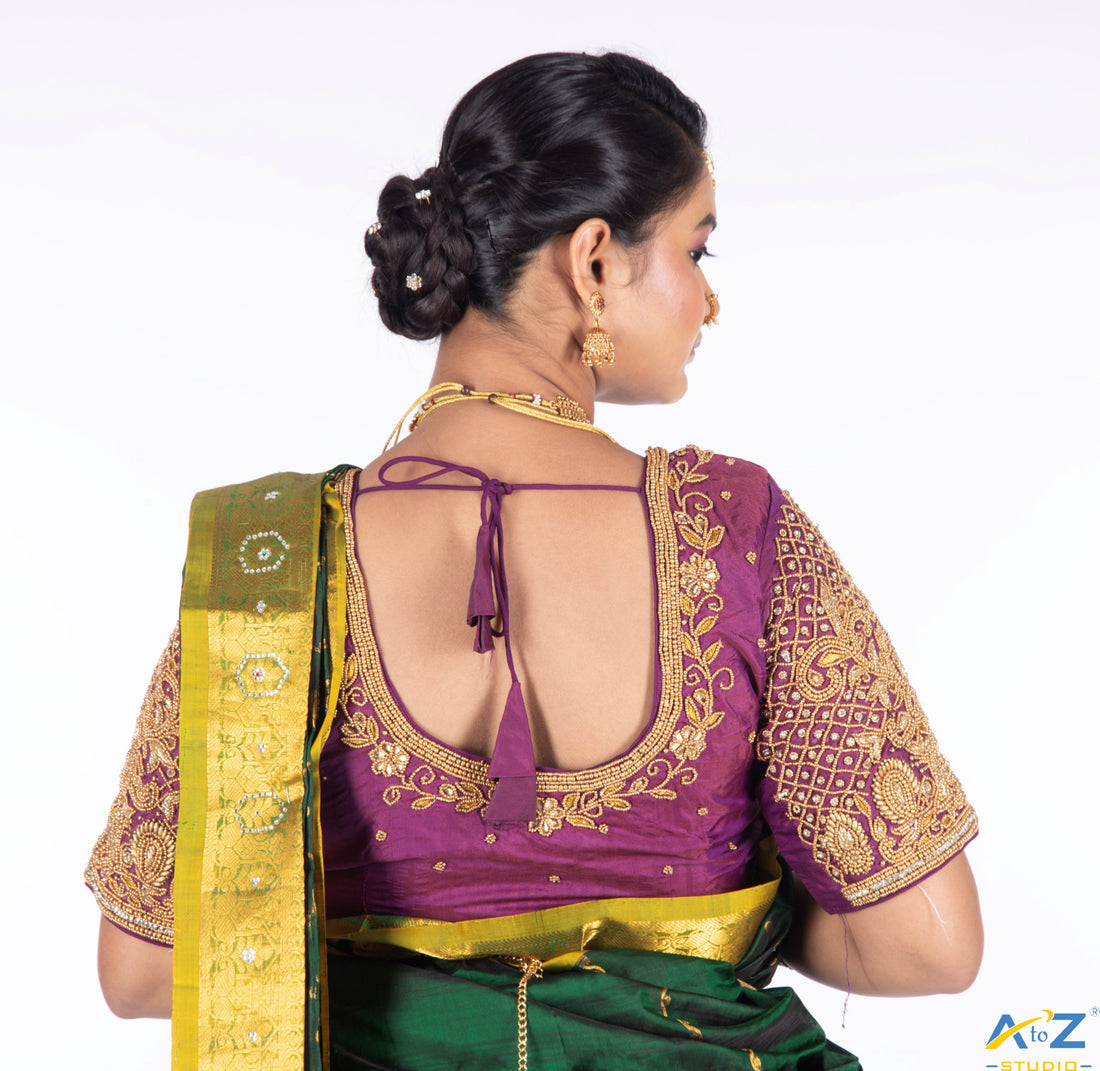 Fancy Blouses with Unique Back Designs