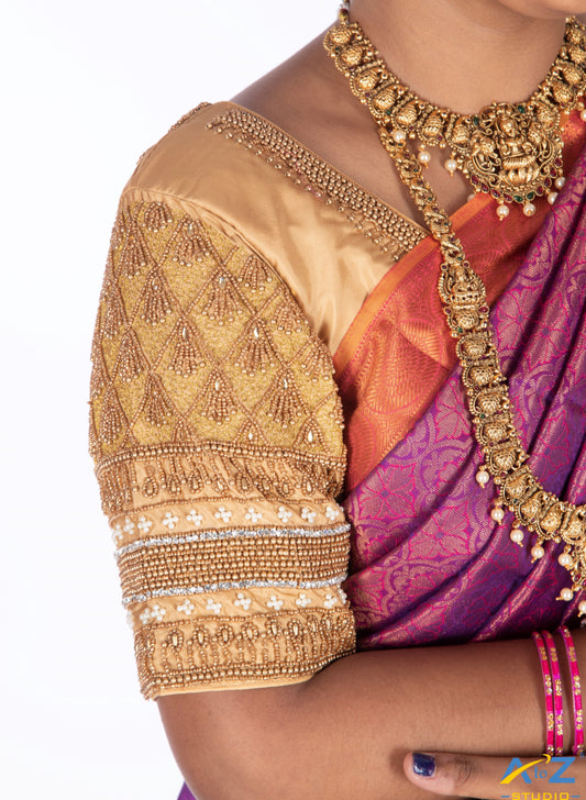 Golden Bridal Blouse Designs: Regal, Timeless & Luxurious | A to Z Studio