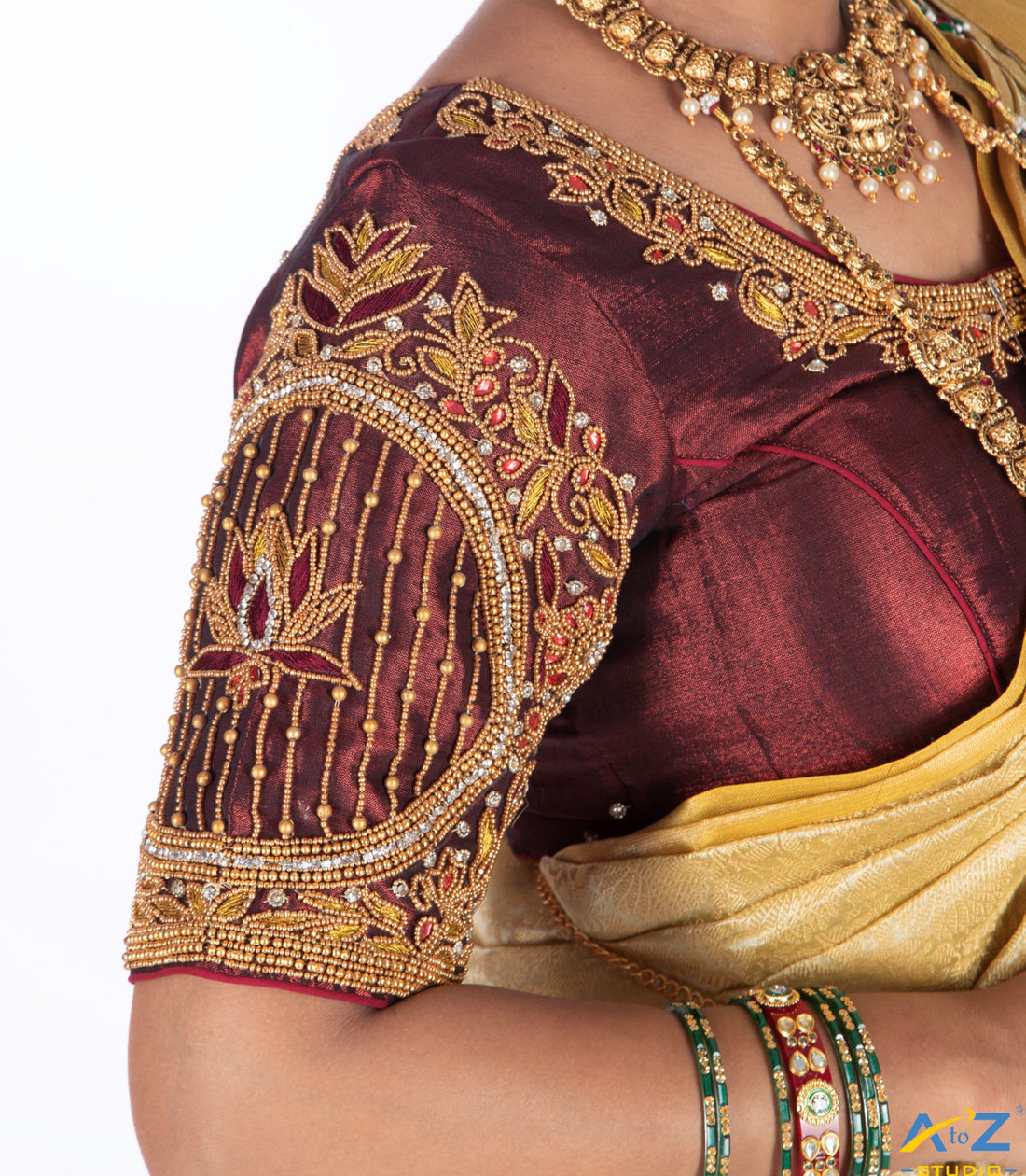 Tissue Maroon Bridal Blouse Designs: Elegant, Regal, and Timeless | A to Z Studio
