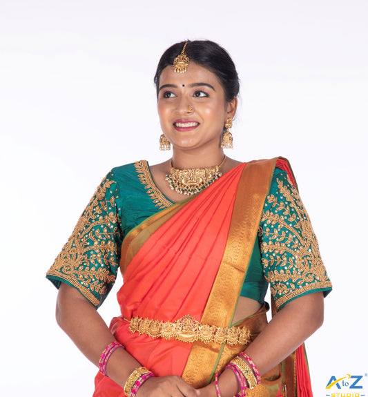 Fresh Elegance: Light Green Bridal Blouse Design by A to Z Studio