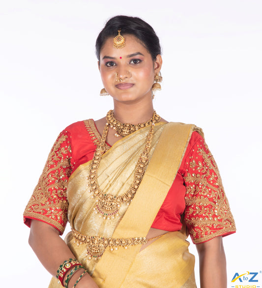 Timeless Passion: Red Bridal Blouse Design by A to Z Studio