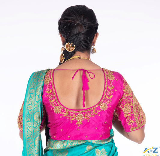 Hot Pink Bridal Blouse Designs: Bold, Glamorous, and Bridal-Ready | A to Z Studio