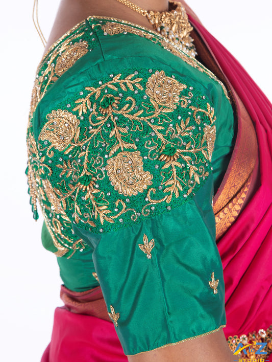 Graceful Heritage: Green Bridal Blouse Design by A to Z Studio