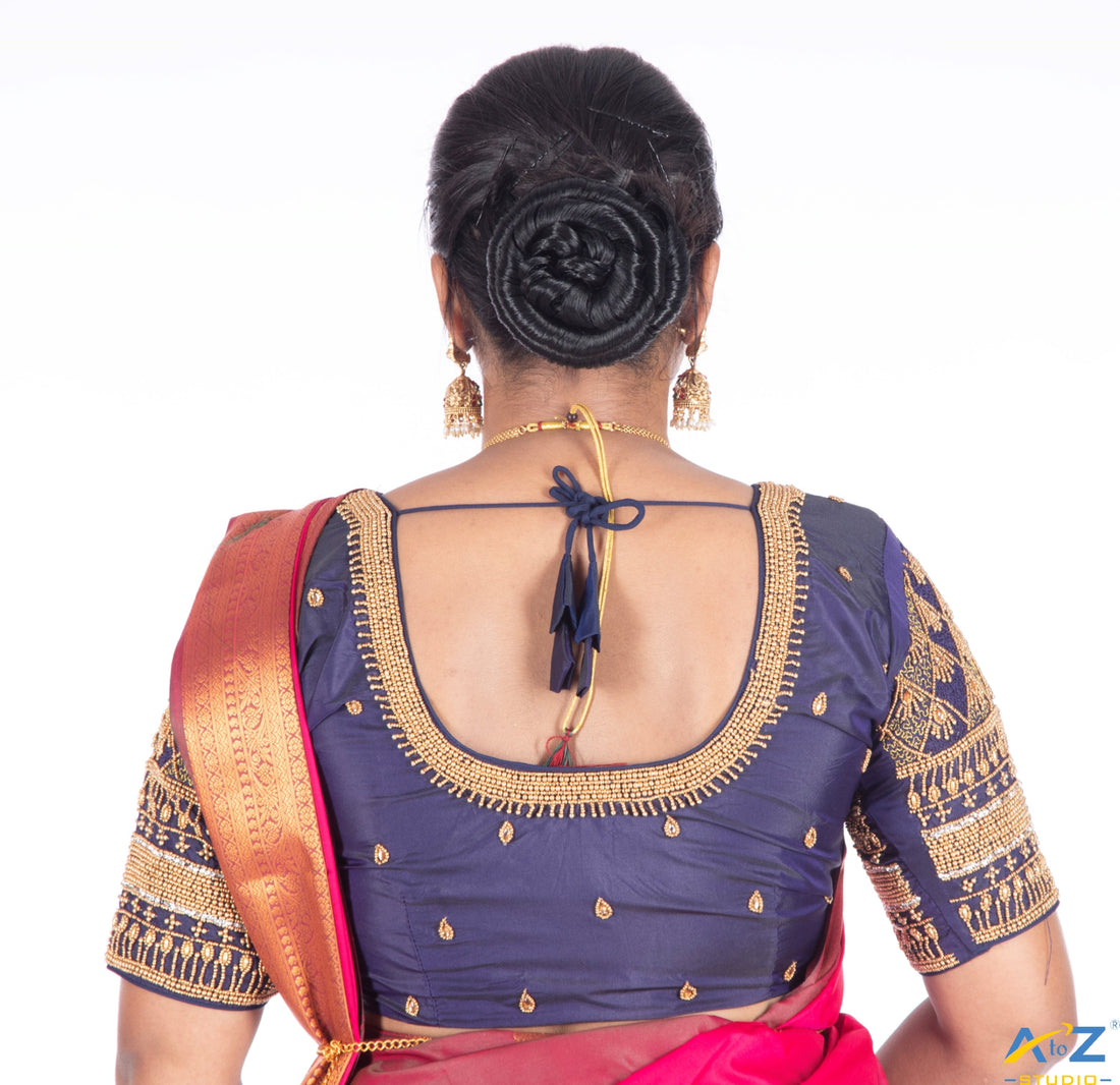 Navy Blue Bridal Blouse Designs: Royal, Elegant & Timeless | A to Z Studio