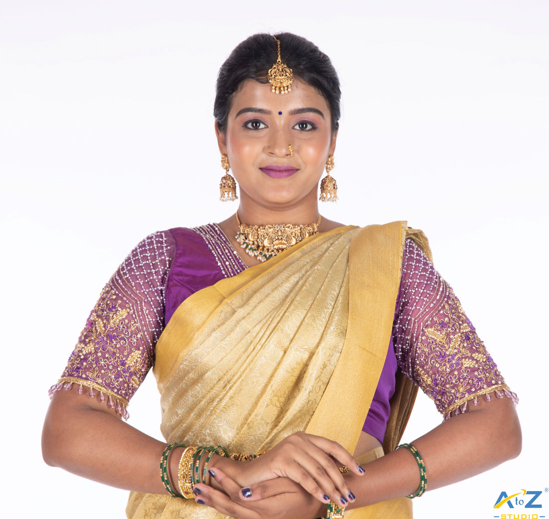 Regal Elegance: Violet Bridal Blouse Design by A to Z Studio