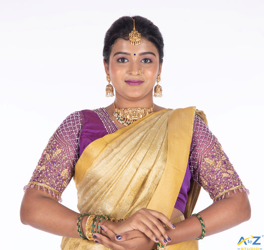 Regal Elegance: Violet Bridal Blouse Design by A to Z Studio