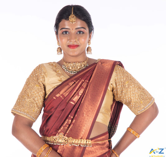 Nude Bridal Blouse Designs: Subtle Elegance for Your Wedding Day | A to Z Studio