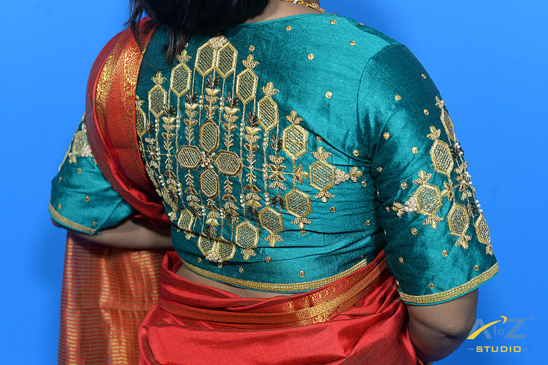 Buy Designer Aari Work Blouses for ₹699 – Limited Stock at AtoZ Studio!