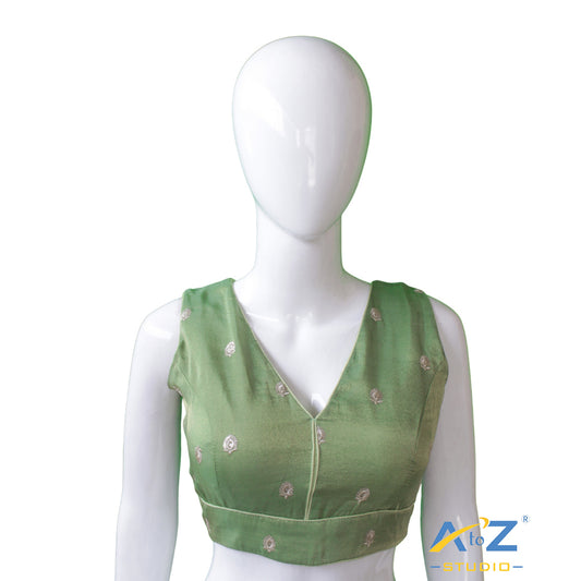 Pista color Glow V-Neck Embroidered Blouse