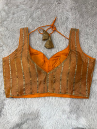 Orange Metallic Shimmer Bustier Top