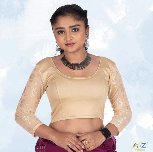 Gold Lycra Shimmer Netted Flower Design