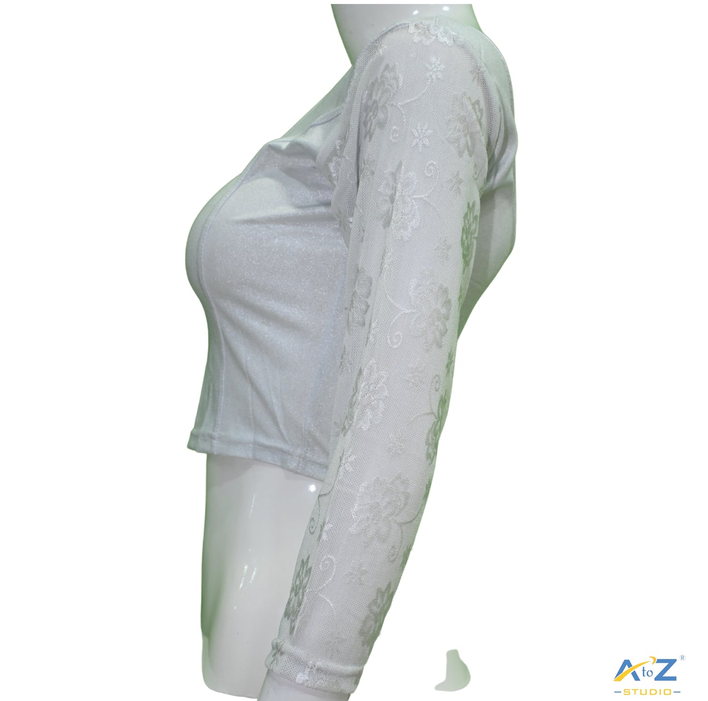 Silver Lycra Shimmer Net Flower Design