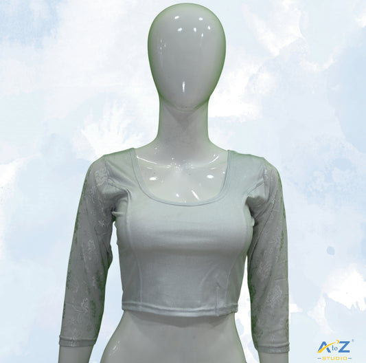 Silver Lycra Shimmer Net Flower Design