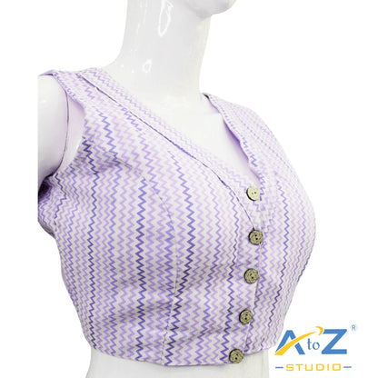 Light Lavender Zigzag Button-Down Blouse