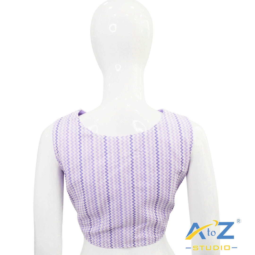 Light Lavender Zigzag Button-Down Blouse