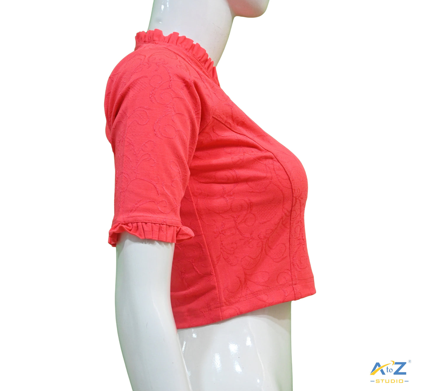 Peach Cotton Lycra Blouse with Cheetah Design