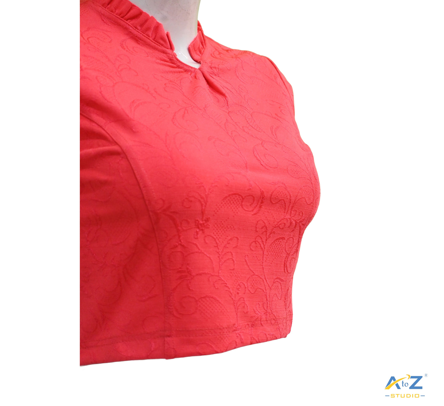 Peach Cotton Lycra Blouse with Cheetah Design