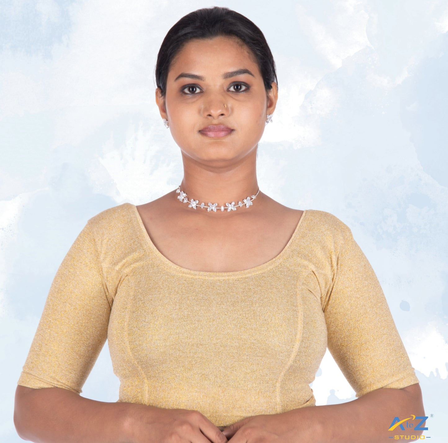 Gold Metallic Lycra Shiny Vertical Lines