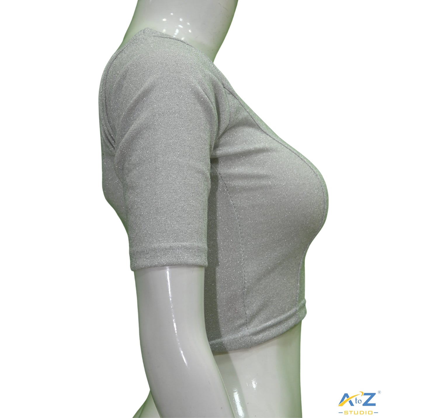 Silver Metallic Lycra Shiny Vertical Lines