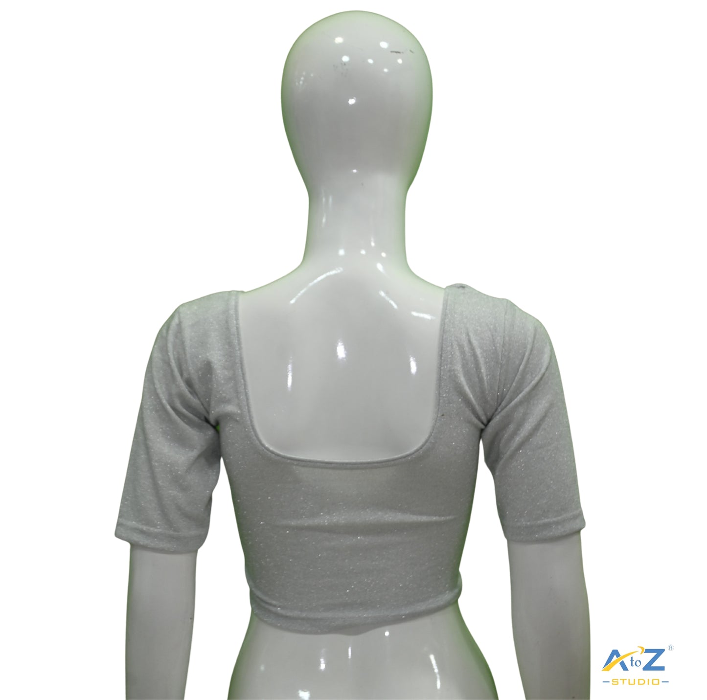 Silver Metallic Lycra Shiny Vertical Lines