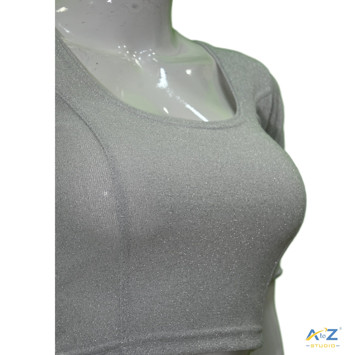 Silver Metallic Lycra Shiny Vertical Lines