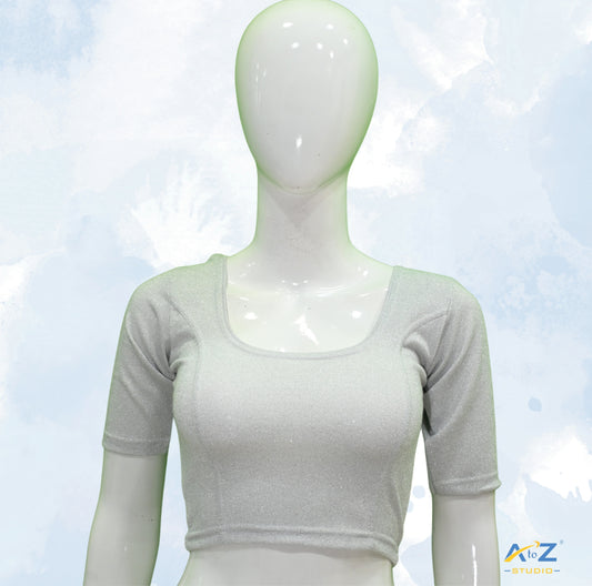 Silver Metallic Lycra Shiny Vertical Lines