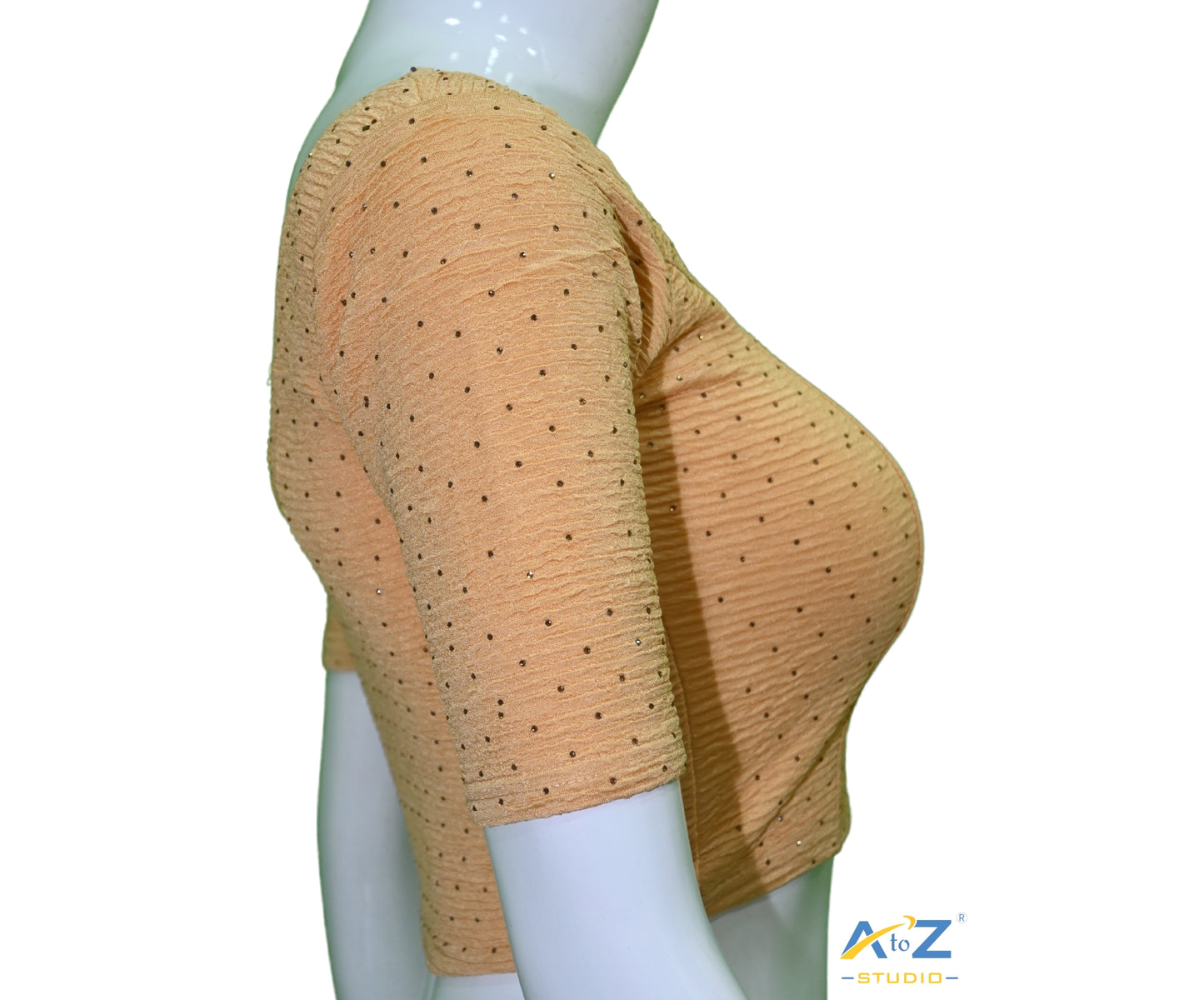 Fawn Crush Fabric Tissue Stone Work Blouse