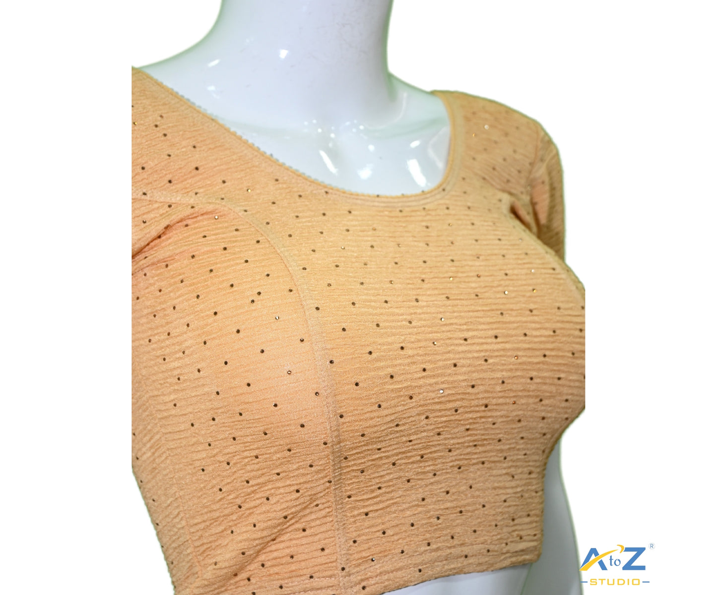 Fawn Crush Fabric Tissue Stone Work Blouse