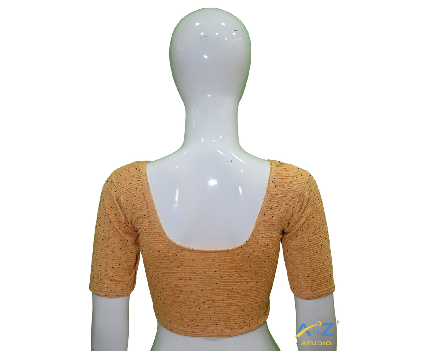 Fawn Crush Fabric Tissue Stone Work Blouse