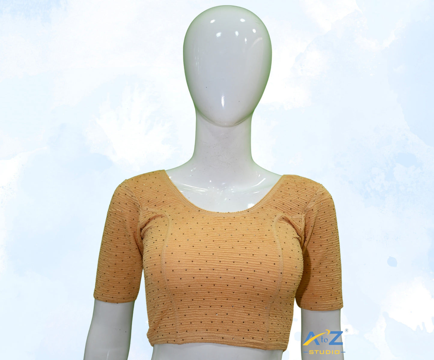 Fawn Crush Fabric Tissue Stone Work Blouse