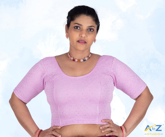 Lilac  Crush Fabric Tissue Stone Work Blouse