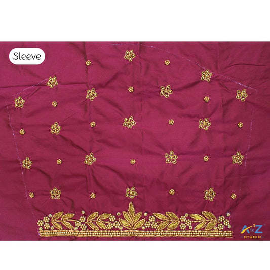 Sangria Silk Blouse Piece With Aari Work