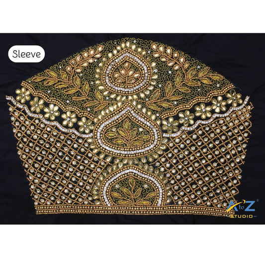 Black Silk Blouse Piece With Aari Work