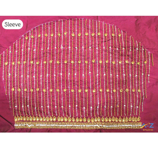 Sangria  Silk Blouse Piece With Aari Work