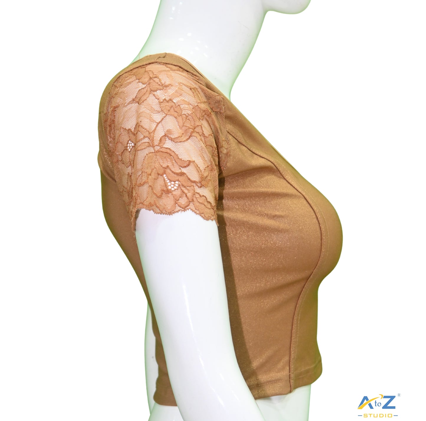 Copper Lycra Shimmer Net Short Sleeves