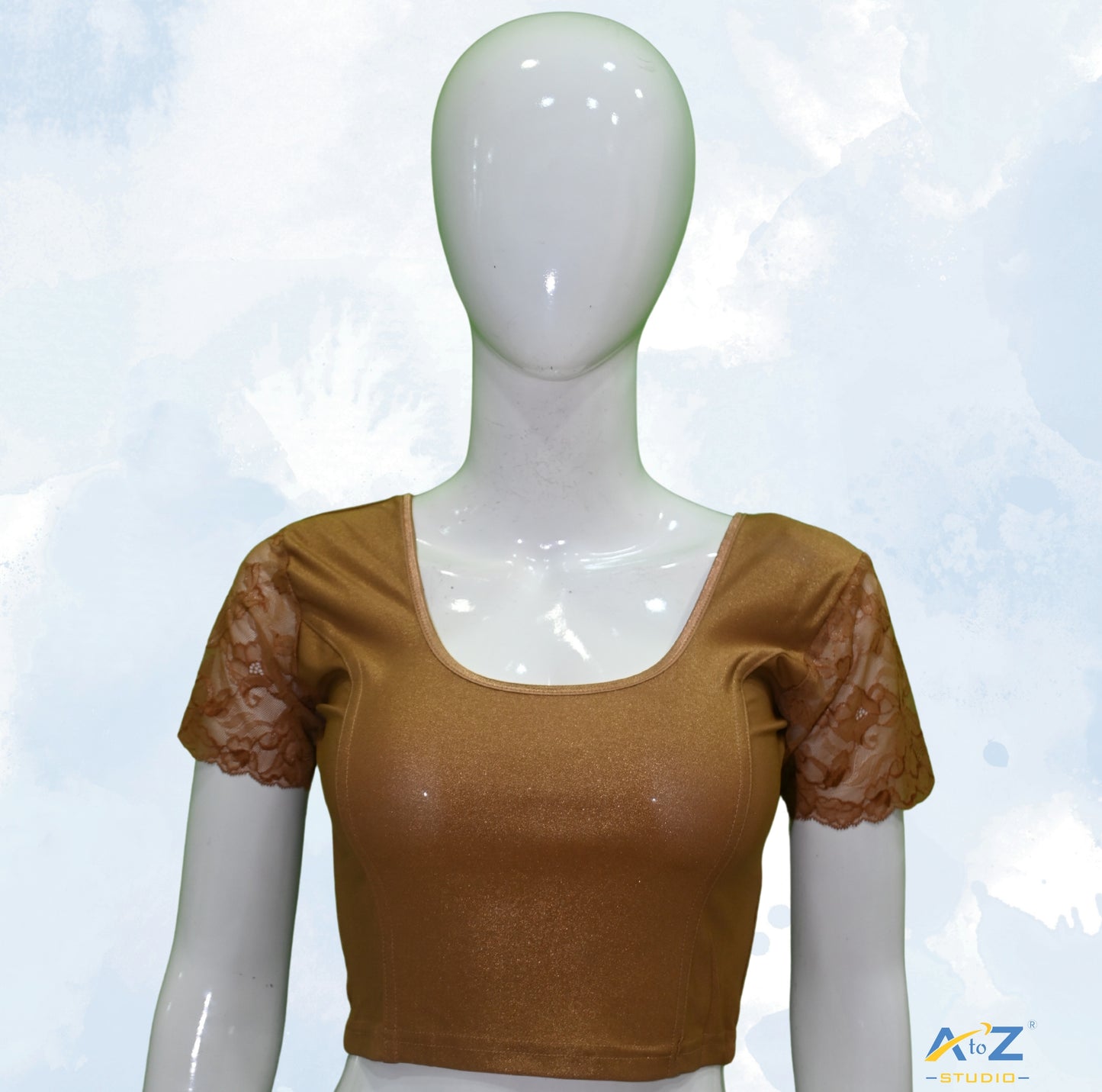 Copper Lycra Shimmer Net Short Sleeves