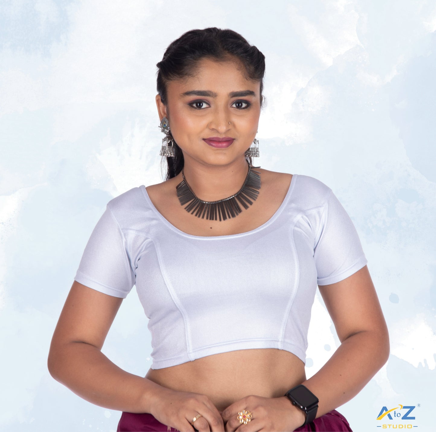 Silver Lycra Shimmer Short Sleeves