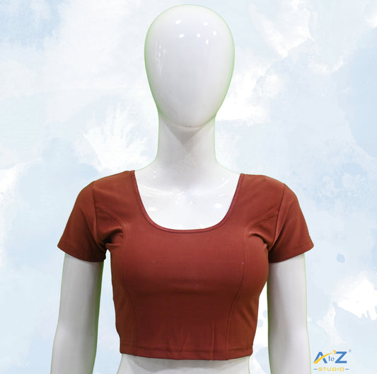 Brick Polyester Lycra Plain Short Sleeves